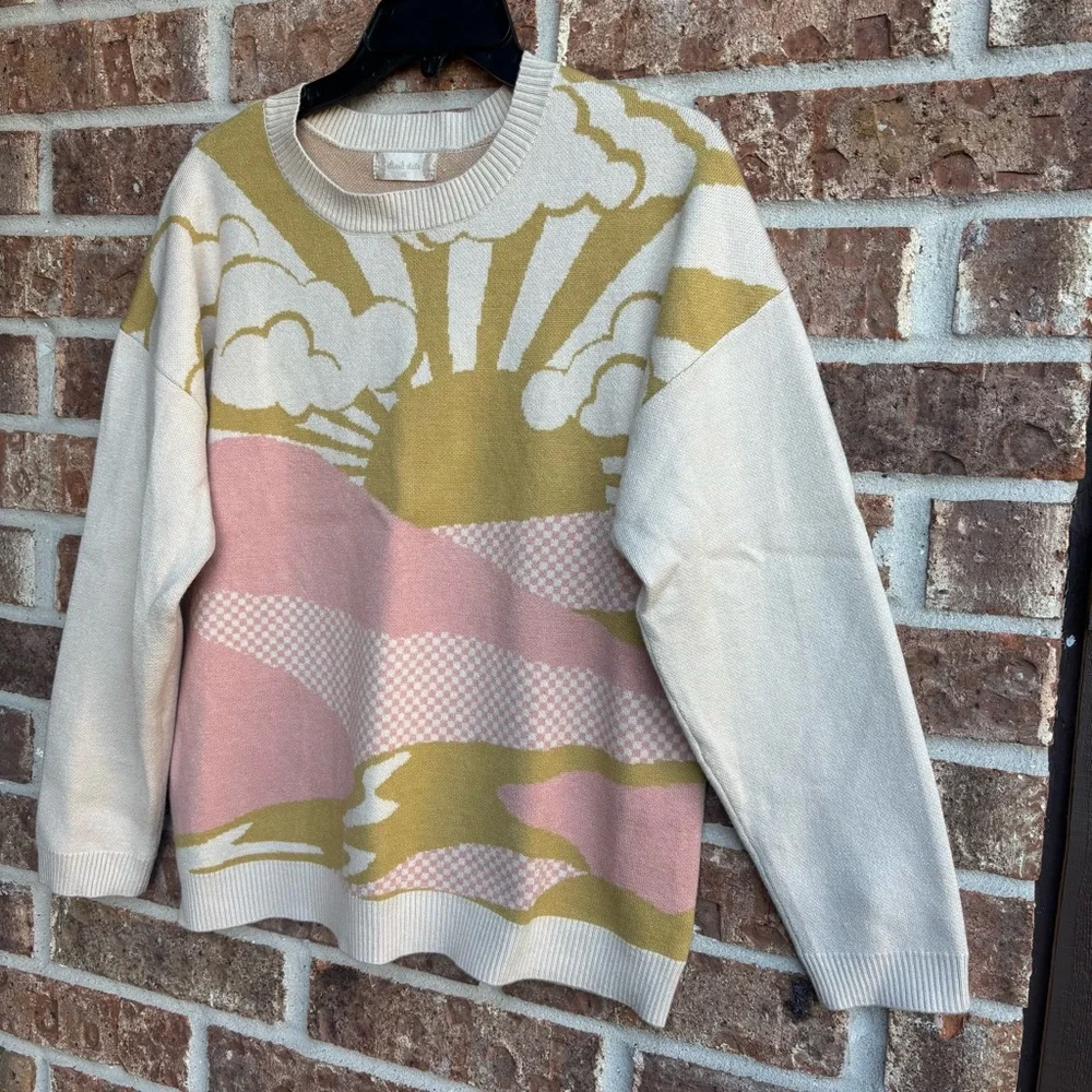Altar'd State Sunrise Sweater - Pink and Cream